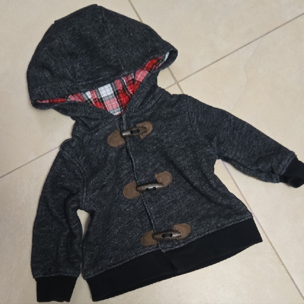 Carter's Gray Hoodie with Red Plaid Lining